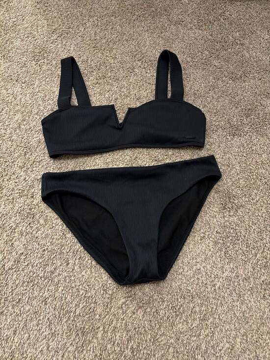 Roxy Other - Roxy Love The Ribbed Chloe V-Notch Bikini Set in Black